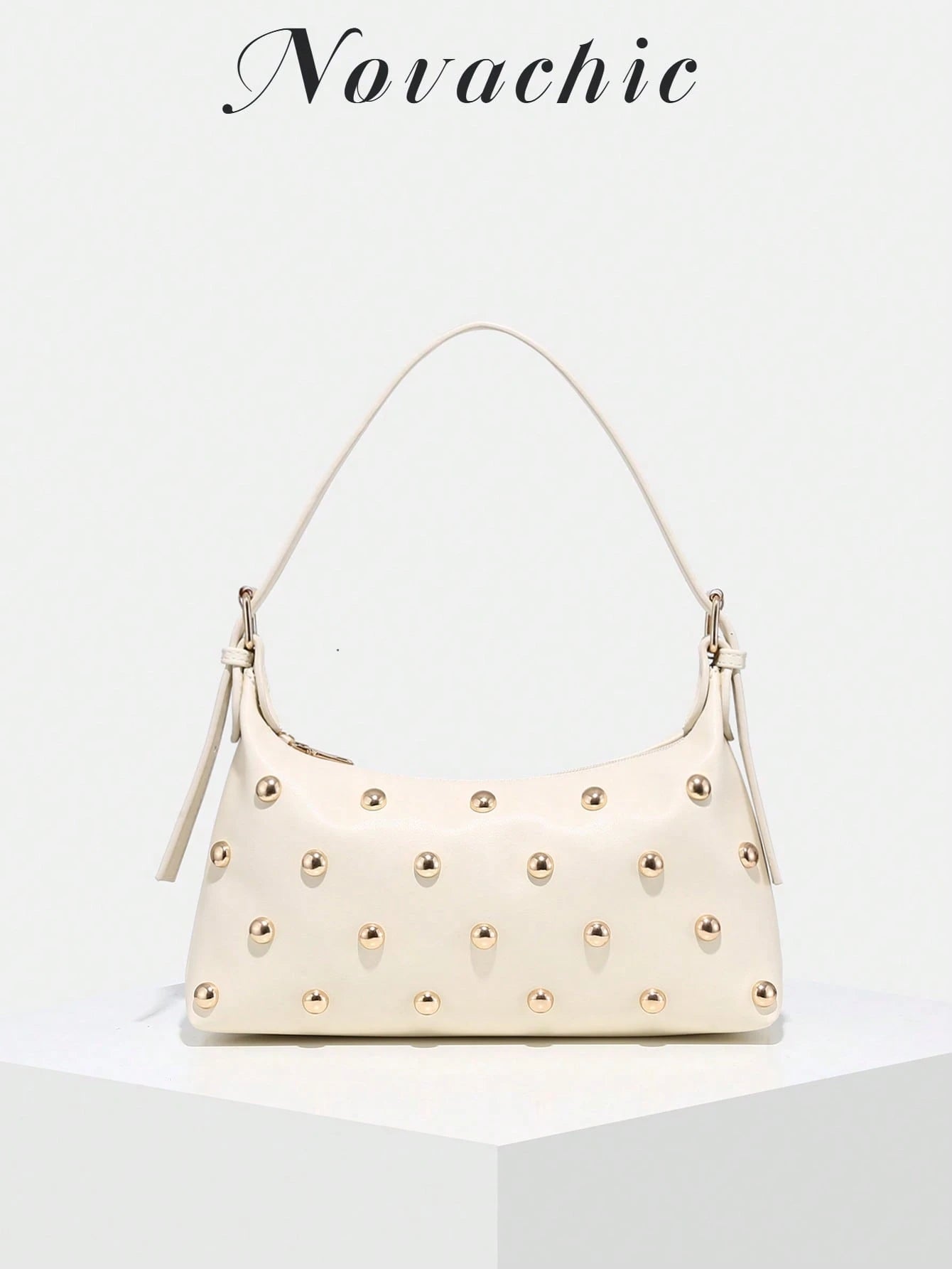 Novachic, 26 New Season, 1pc Rivet Decor, Zipper Closure, Adjustable Strap, Women Underarm Bag, Shoulder Bag. Suitable For Multiple Occasions