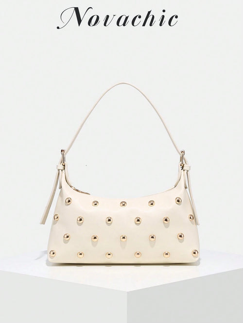 Novachic, 26 New Season, 1pc Rivet Decor, Zipper Closure, Adjustable Strap, Women Underarm Bag, Shoulder Bag. Suitable For Multiple Occasions