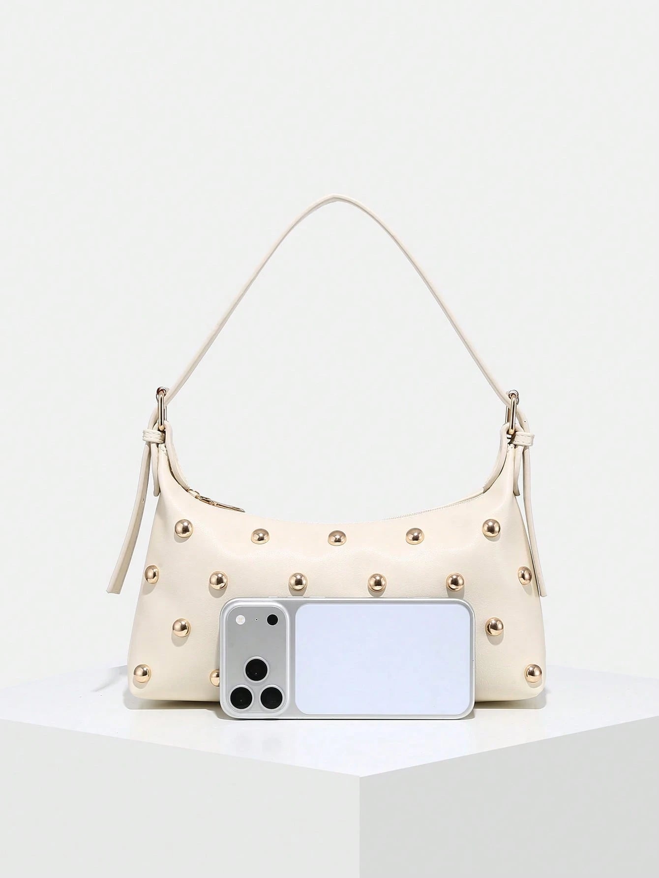 Novachic, 26 New Season, 1pc Rivet Decor, Zipper Closure, Adjustable Strap, Women Underarm Bag, Shoulder Bag. Suitable For Multiple Occasions