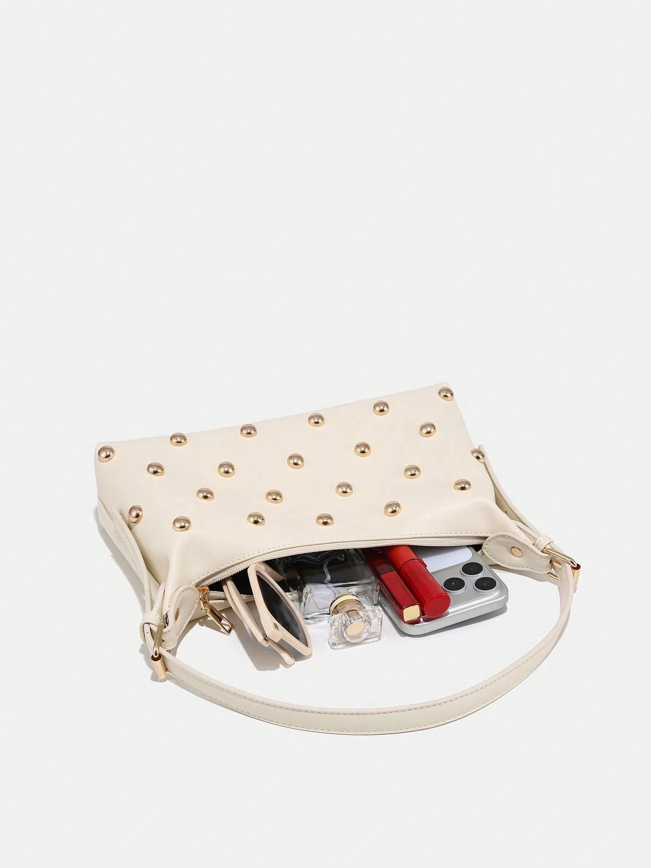 Novachic, 26 New Season, 1pc Rivet Decor, Zipper Closure, Adjustable Strap, Women Underarm Bag, Shoulder Bag. Suitable For Multiple Occasions