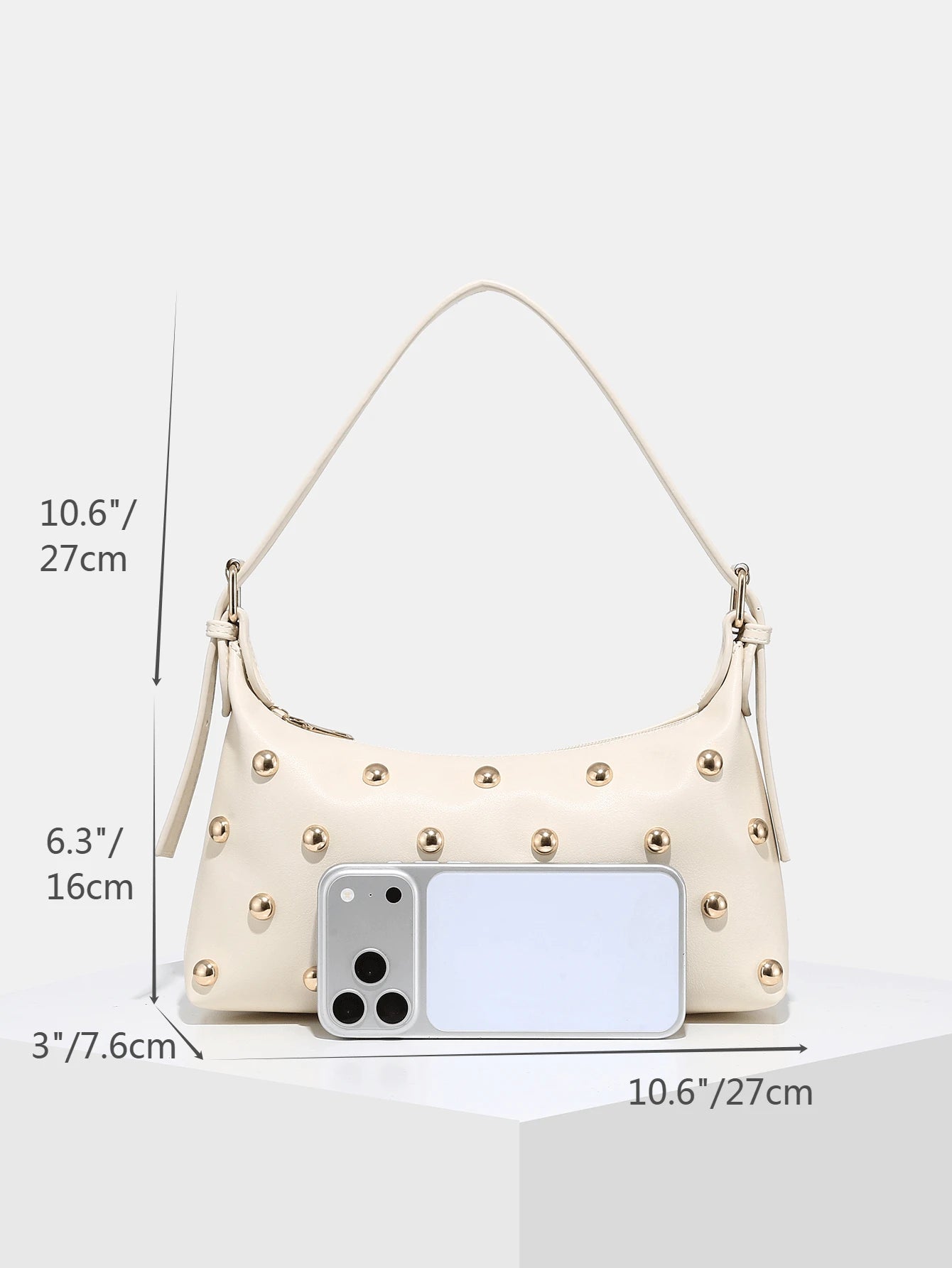Novachic, 26 New Season, 1pc Rivet Decor, Zipper Closure, Adjustable Strap, Women Underarm Bag, Shoulder Bag. Suitable For Multiple Occasions