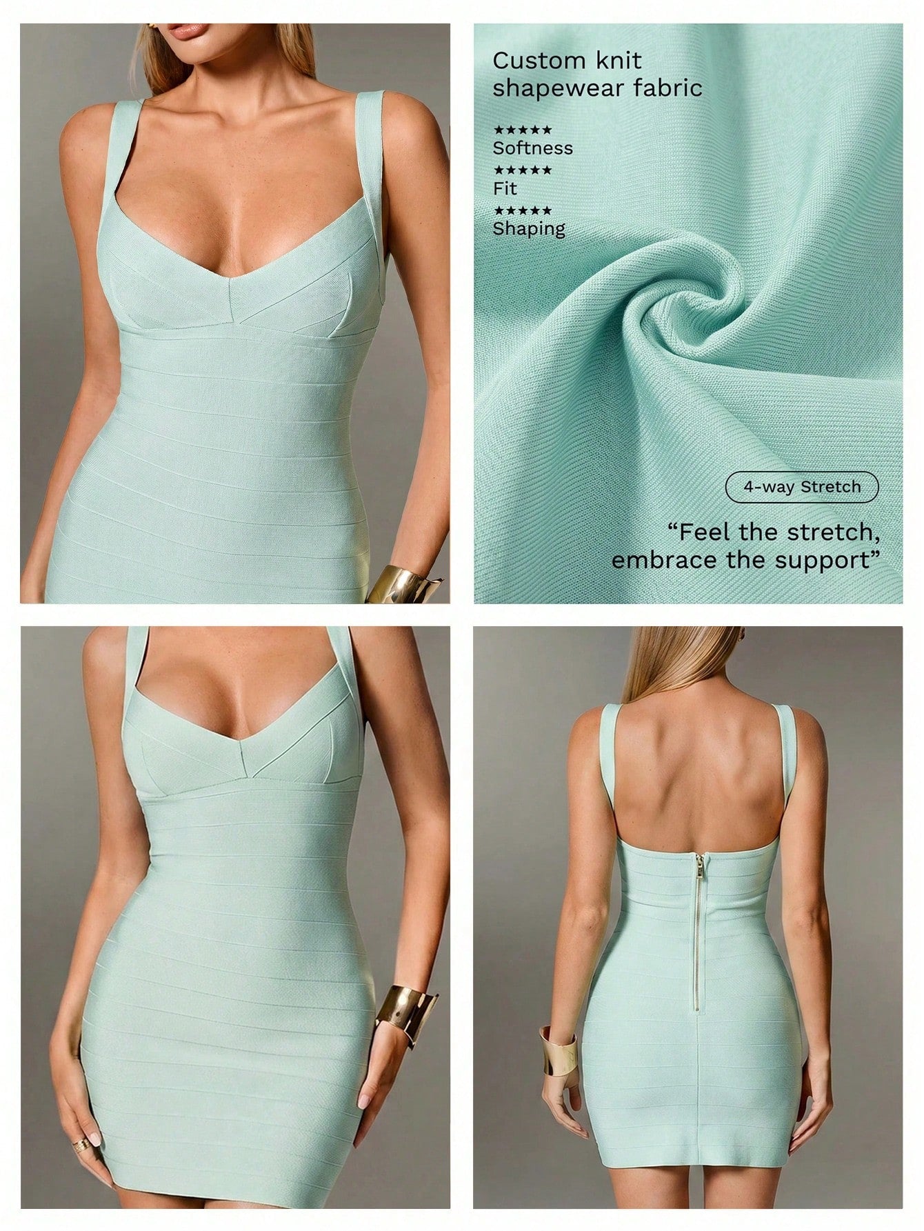 Nuvra Bandage Sage Green Knit Spaghetti Strap Sleeveless Bodycon Mini Dress For Party Night Out And Holiday Summer Bandage