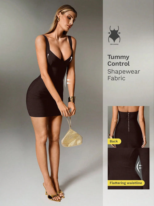 Nuvra Sexy Solid Color Knit Spaghetti Strap Sleeveless Mini Dress, Bodycon Party Holiday Dress For Women
