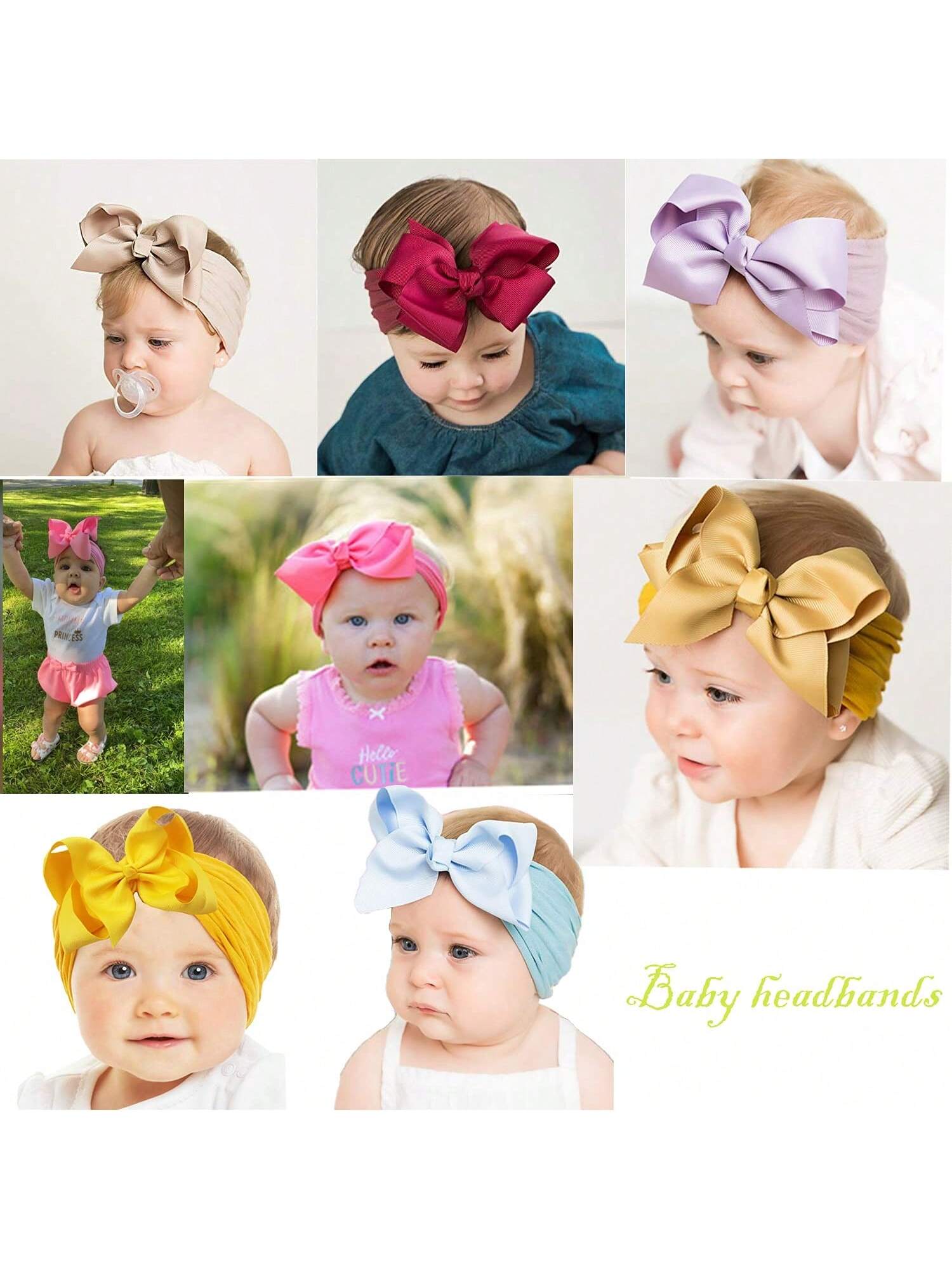 Oaoleer 20/24 Pcs Baby Girls Bows Headbands Nylon Hairbands Ribbon Bow Elastic Hair Accessories For Newborns Infants Toddlers And Kids Love Valentine