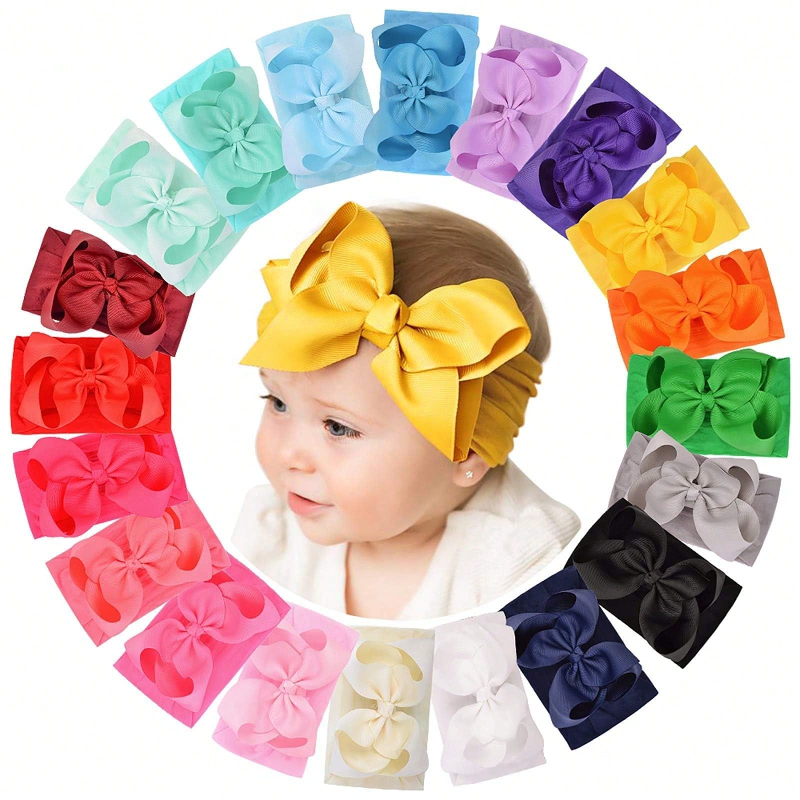 Oaoleer 20/24 Pcs Baby Girls Bows Headbands Nylon Hairbands Ribbon Bow Elastic Hair Accessories For Newborns Infants Toddlers And Kids Love Valentine