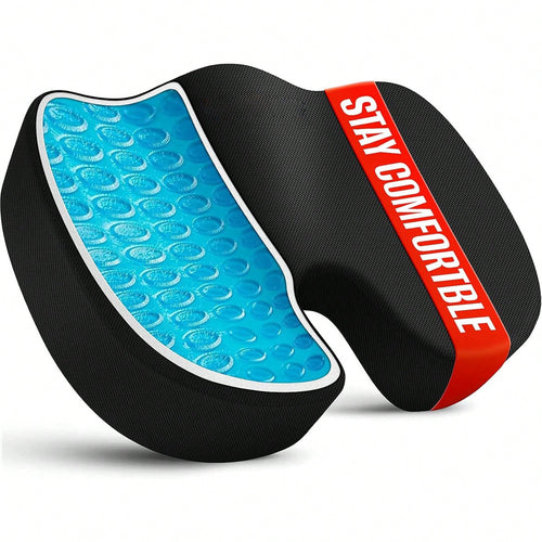 Office Chair Seat Cushion, Cooling Gel Enhanced Memory Foam Cushion For Long Sitting- Back, Sciatica, Coccyx, Tailbone Pain Relief Pillow- For Office, Gaming, Car, Wheelchair- Black, Large
