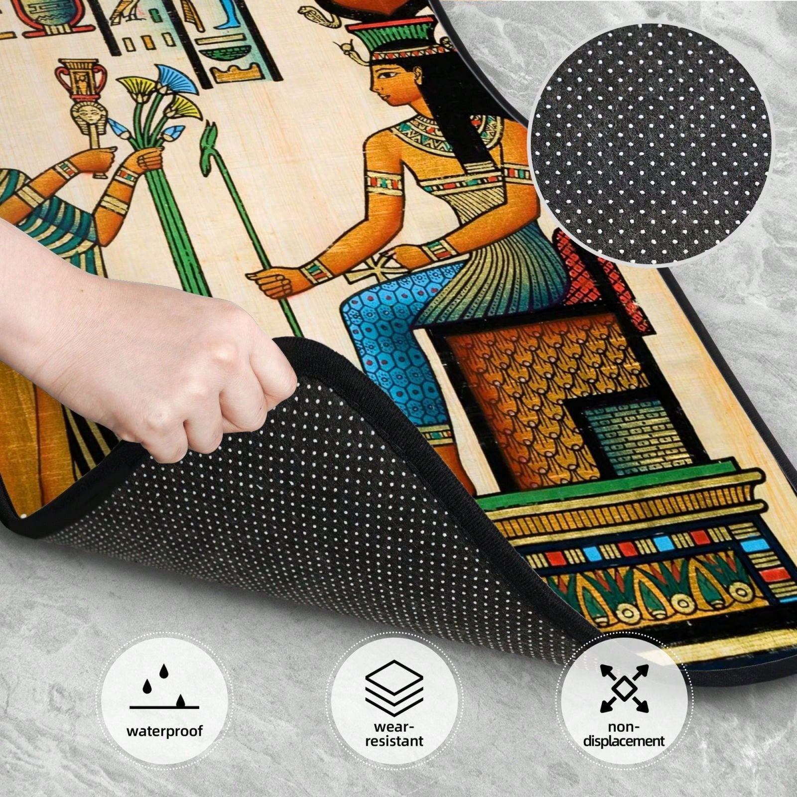 Old Egyptian Papyrus Depicting Queen Nefertari With Historical Empire Car Floor Carpet Set Of 4, Auto Interior Floor Mats Durable Front & Rear Carpets For Car Accessories Decoration