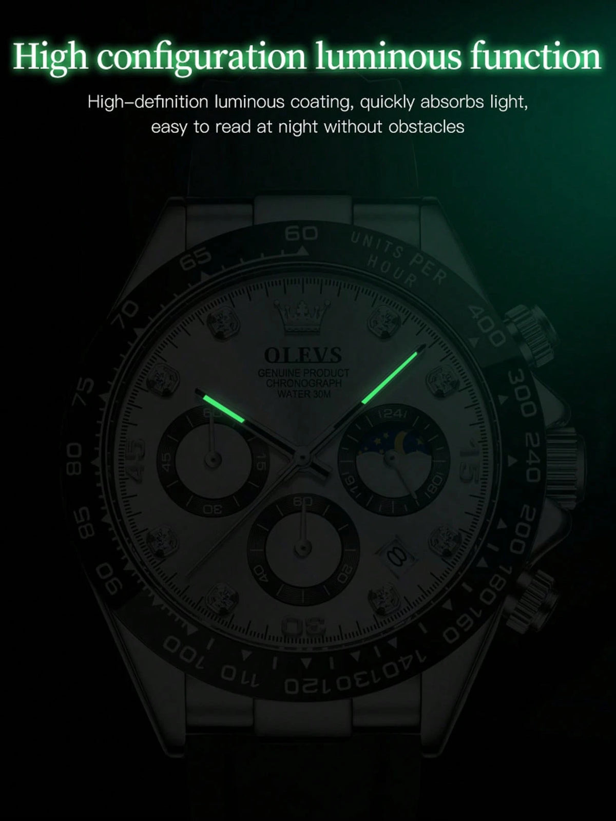 OLEVS. OLEVS 2875 Original Luxury Brand Quartz Watch For Men Silicone Strap Chronograph Auto Date Waterproof Moon Phase Man Sport Watch