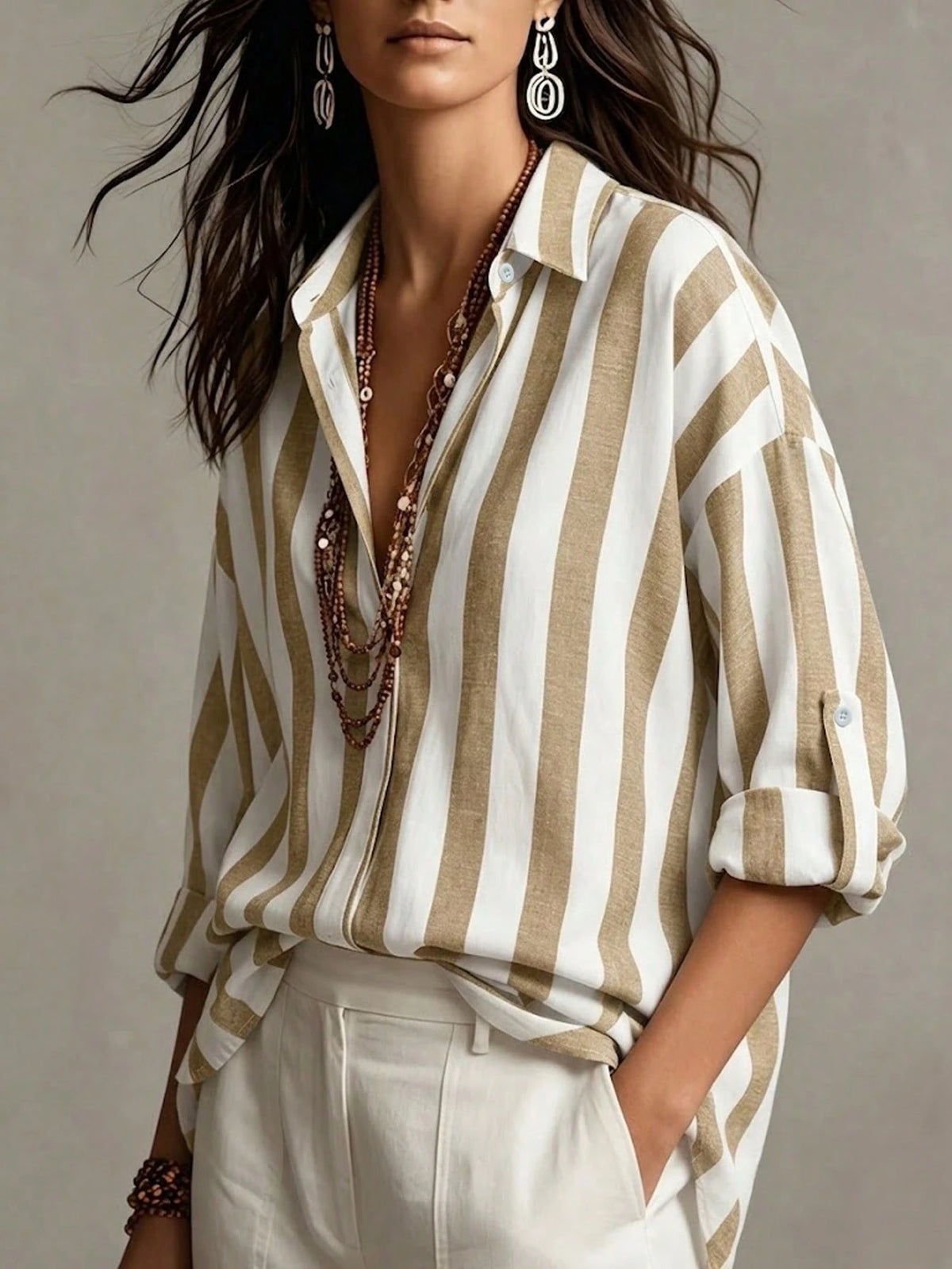 Omancia Women's Elegant Fashion Commute Vacation Casual Comfortable Charming Vintage Minimalist Premium Romantic Holiday Vacation Shirt Collar White Blouse