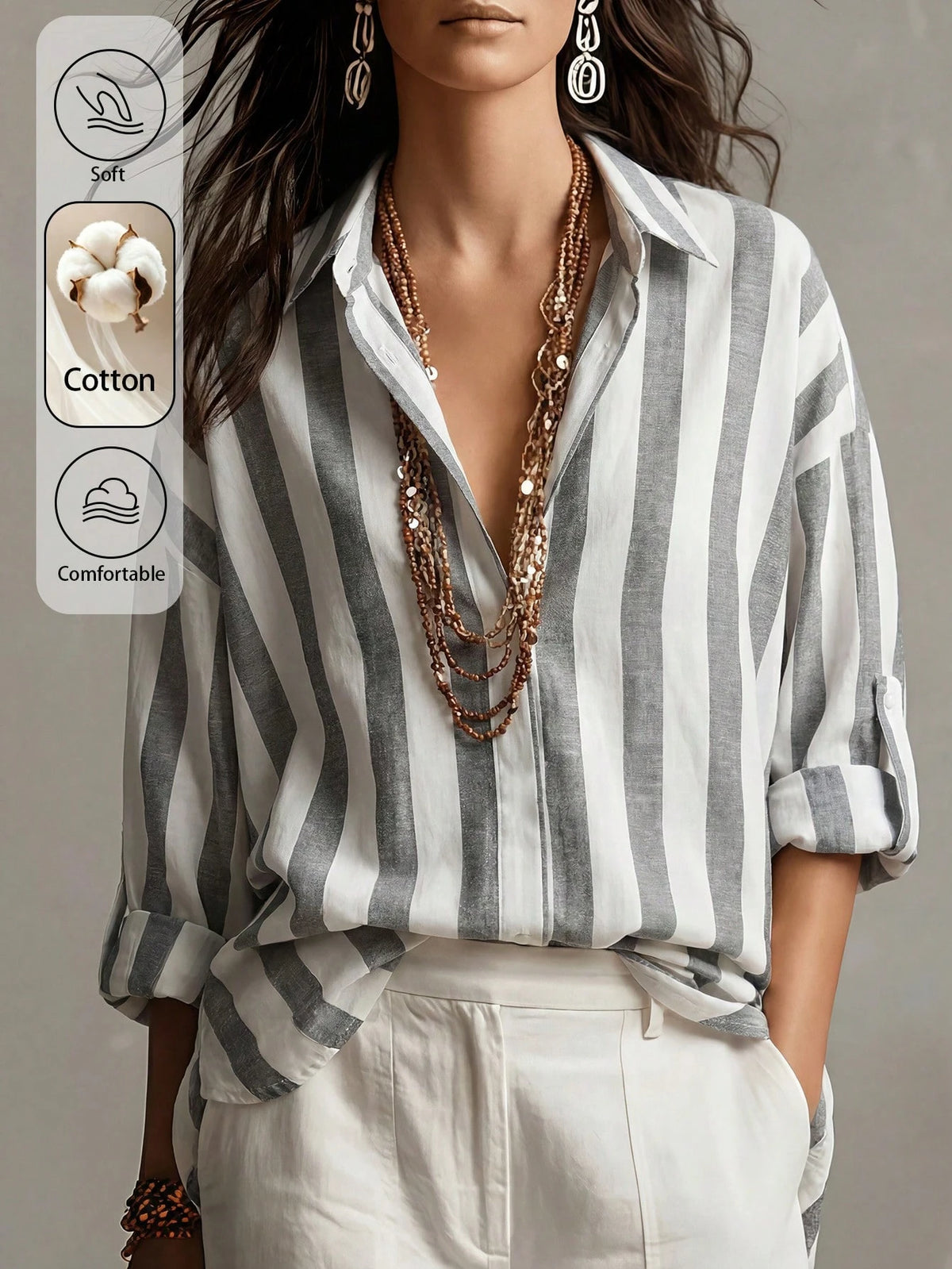 Omancia Women's Elegant Fashion Commute Vacation Casual Comfortable Charming Vintage Minimalist Premium Romantic Holiday Vacation Shirt Collar White Blouse