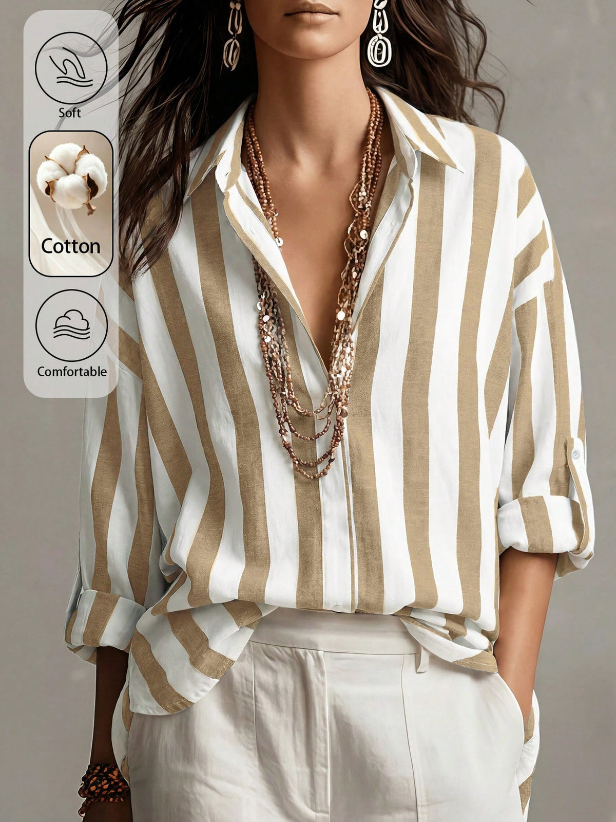 Omancia Women's Elegant Fashion Commute Vacation Casual Comfortable Charming Vintage Minimalist Premium Romantic Holiday Vacation Shirt Collar White Blouse