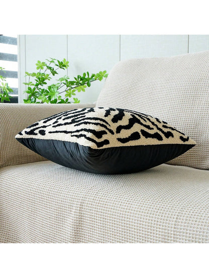 One Embroidered Tiger Pattern Pillow Cover, Light Luxury Decorative Pillowcase For Living Room Bed Sofa Cushion Back Pillow Cover