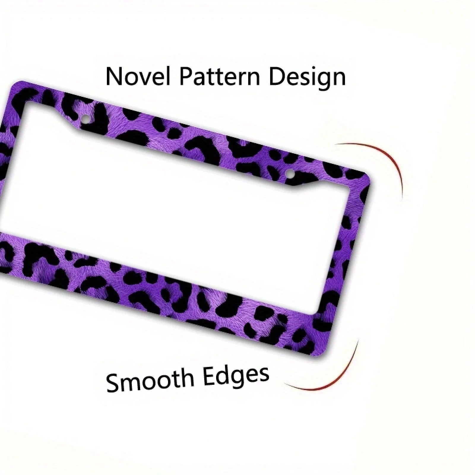 One Piece, 6.3x 12.2inch, Purple Leopard Print Metal License Plate Frame, Perfect For Decorating Your Car During Halloween Celebrations,Valentines Gift,Birthday Gifts,Mothers Day,Carro,Car Decor,Licen