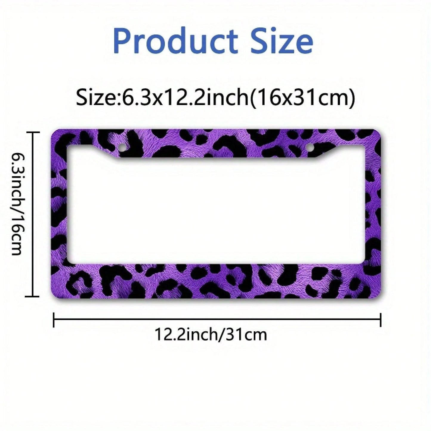 One Piece, 6.3x 12.2inch, Purple Leopard Print Metal License Plate Frame, Perfect For Decorating Your Car During Halloween Celebrations,Valentines Gift,Birthday Gifts,Mothers Day,Carro,Car Decor,Licen