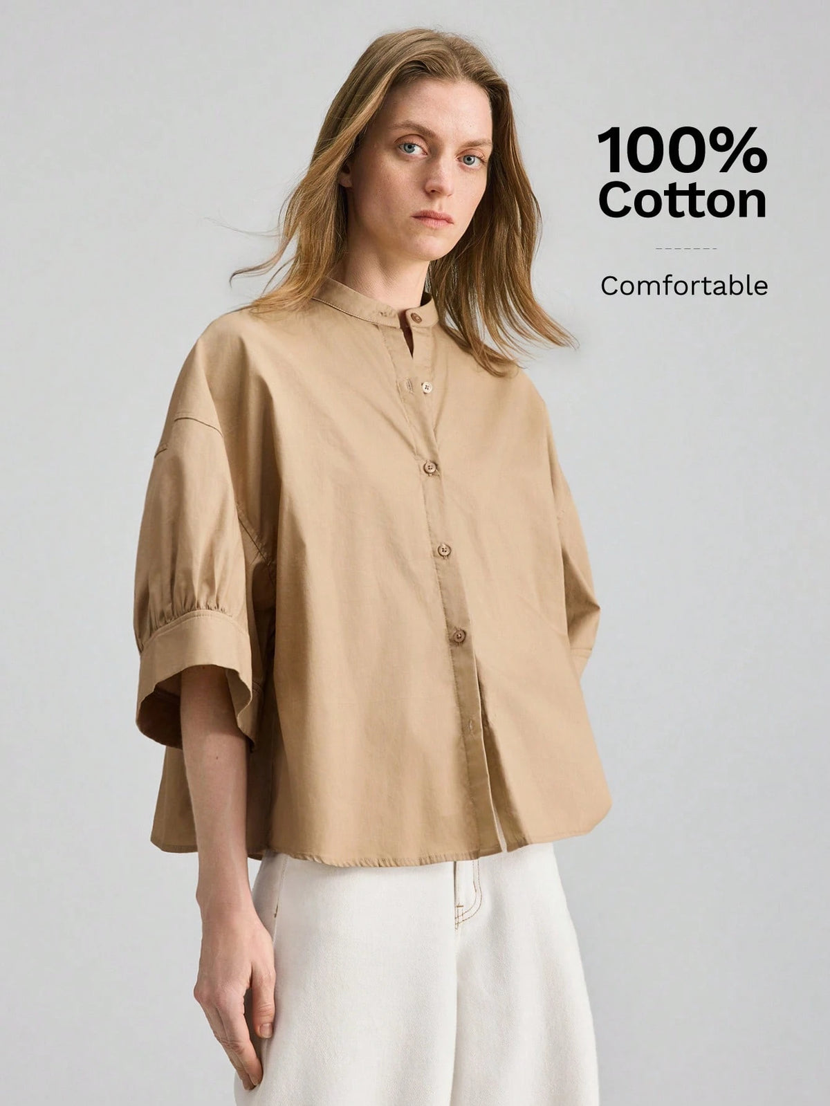 Ontre Summer Casual Pink Stripe Blouse, Vacation Round Neck Single-Breasted 3/4 Sleeve Top, Premium Comfortable Daily