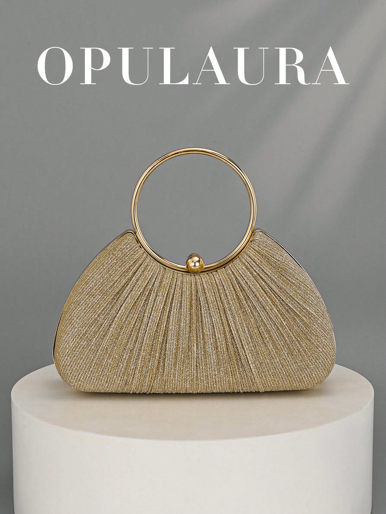 OpulAura Women's Metallic Luxury Evening Clutch Bag, Shiny Gold Thread Party Handbag, Quiet Luxury, Glitter Evening Bag, Formal Dress Bag, Suitable For Matching, Ball, Party, Wedding, Bride, Bridesmai