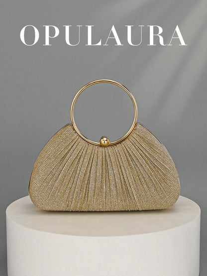 OpulAura Women's Metallic Luxury Evening Clutch Bag, Shiny Gold Thread Party Handbag, Quiet Luxury, Glitter Evening Bag, Formal Dress Bag, Suitable For Matching, Ball, Party, Wedding, Bride, Bridesmai