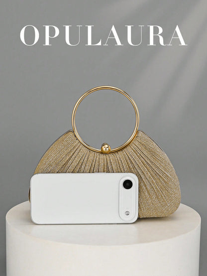 OpulAura Women's Metallic Luxury Evening Clutch Bag, Shiny Gold Thread Party Handbag, Quiet Luxury, Glitter Evening Bag, Formal Dress Bag, Suitable For Matching, Ball, Party, Wedding, Bride, Bridesmai