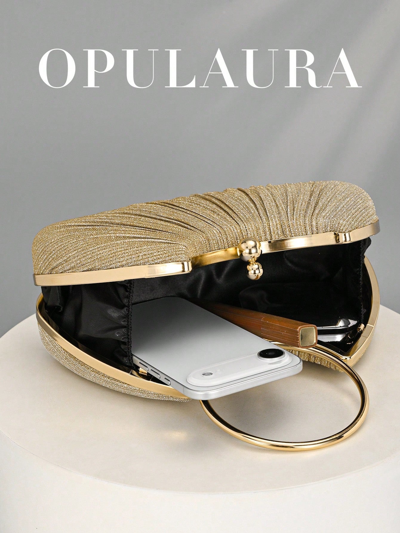 OpulAura Women's Metallic Luxury Evening Clutch Bag, Shiny Gold Thread Party Handbag, Quiet Luxury, Glitter Evening Bag, Formal Dress Bag, Suitable For Matching, Ball, Party, Wedding, Bride, Bridesmai