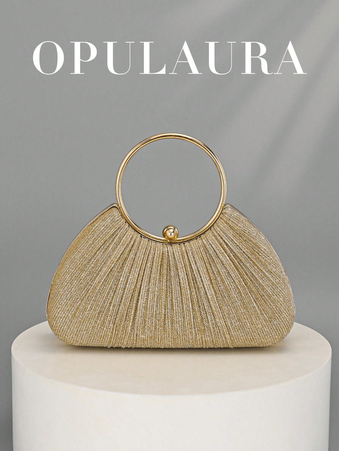 OpulAura Women's Metallic Luxury Evening Clutch Bag, Shiny Gold Thread Party Handbag, Quiet Luxury, Glitter Evening Bag, Formal Dress Bag, Suitable For Matching, Ball, Party, Wedding, Bride, Bridesmai