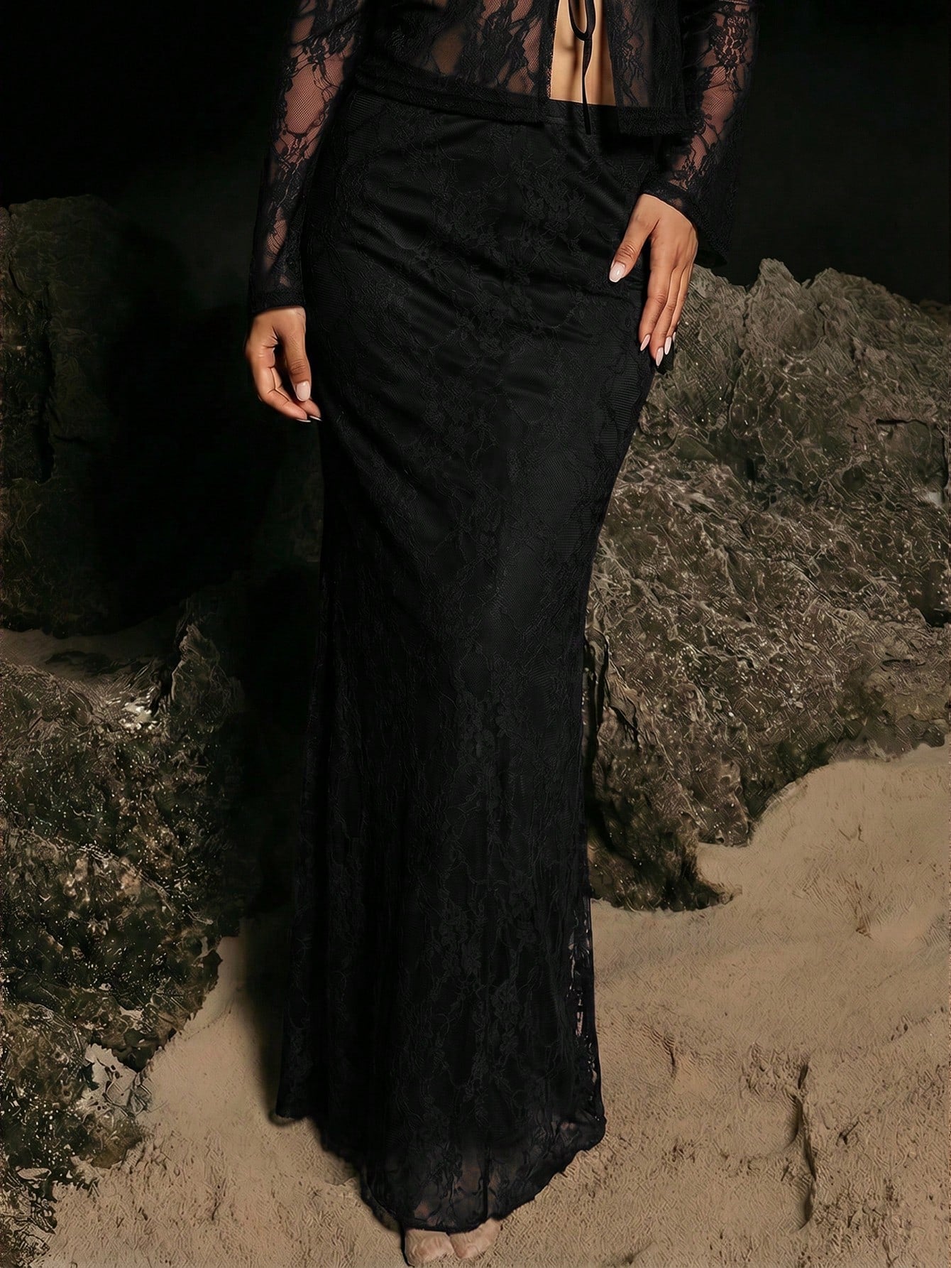 Opulessa Bridesmaid Skirt Vacation Solid Color Lace Skirt For Women Fall Women Party Dinner