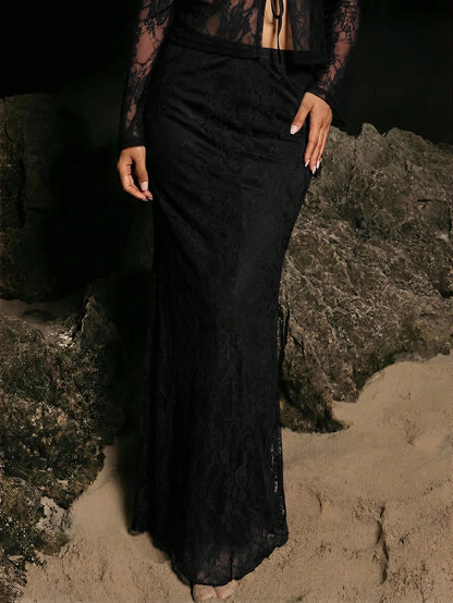 Opulessa Bridesmaid Skirt Vacation Solid Color Lace Skirt For Women Fall Women Party Dinner