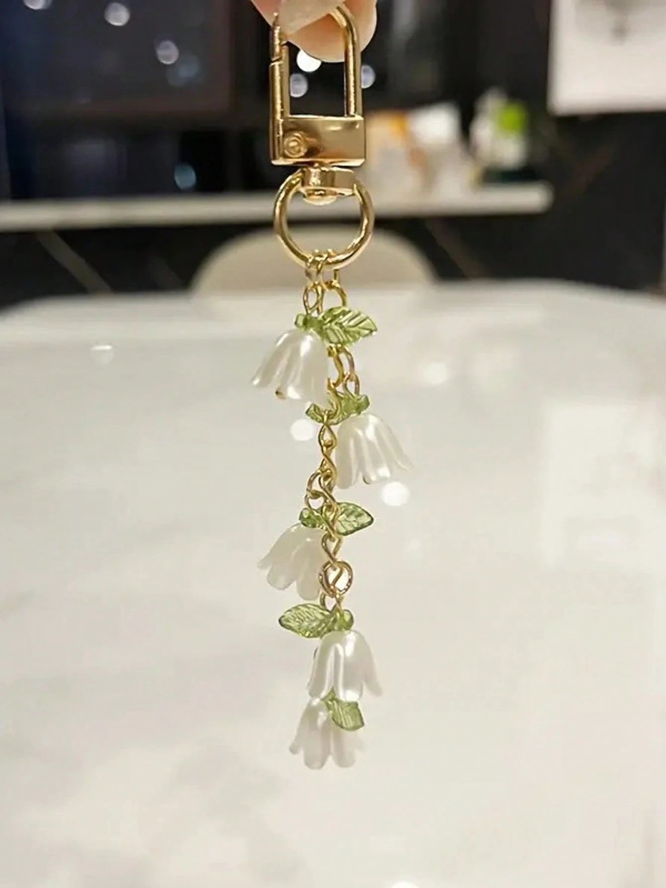 Orchid Faux Pearl Tassel Keychain, Backpack Charm & Car Key Pendant, Earphone Case Accessory, Cute Goth Y2K Gift For Women, Suitable For Birthday, Gra