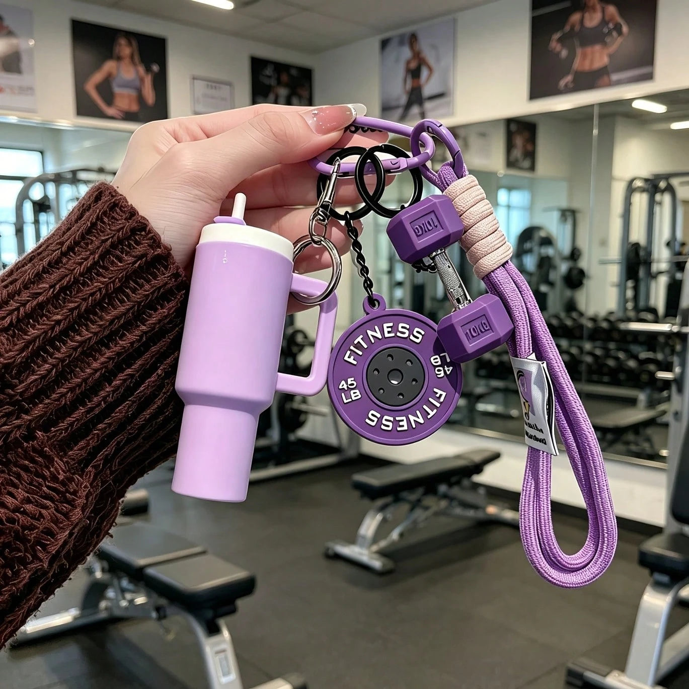 [Original Handmade] Mini Water Bottle Keychain, Braided Rope Keychain/Wrist Accessory, 3D Earphone Accessory, Car Key Anti-Loss Chain, Exquisite Girls Earphone Decoration, Women's Summer Charm Bag Pen