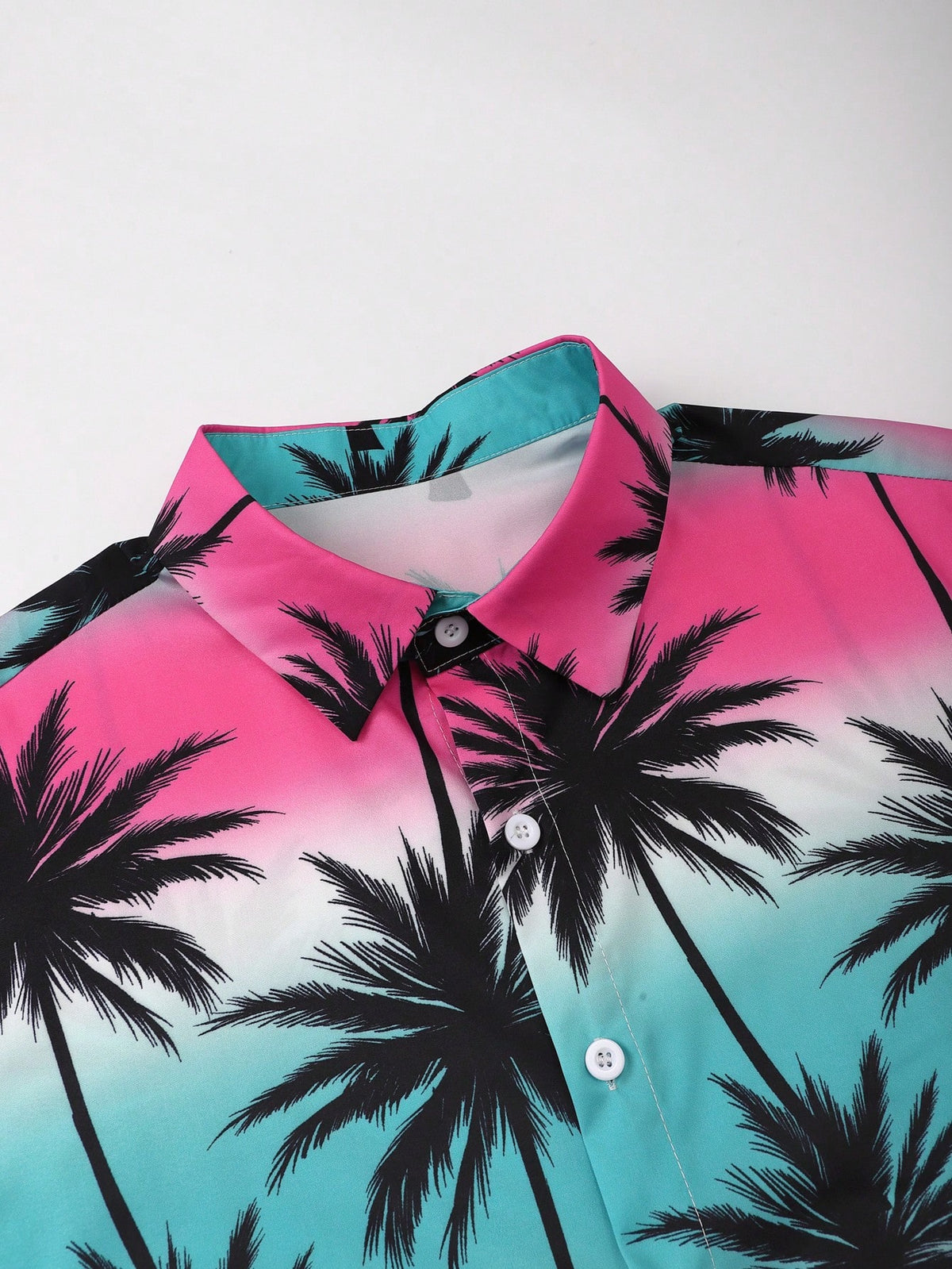 Oro Vacation Plus Size Men's Palm Tree Print Short Sleeve Shirt And Shorts Beach Outfit, Holiday