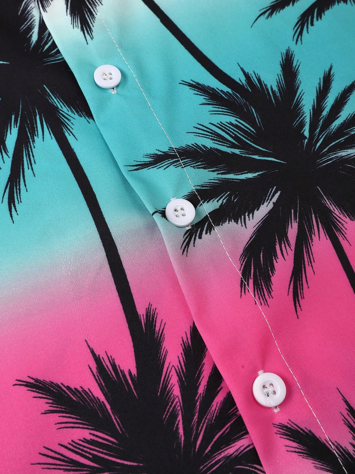 Oro Vacation Plus Size Men's Palm Tree Print Short Sleeve Shirt And Shorts Beach Outfit, Holiday