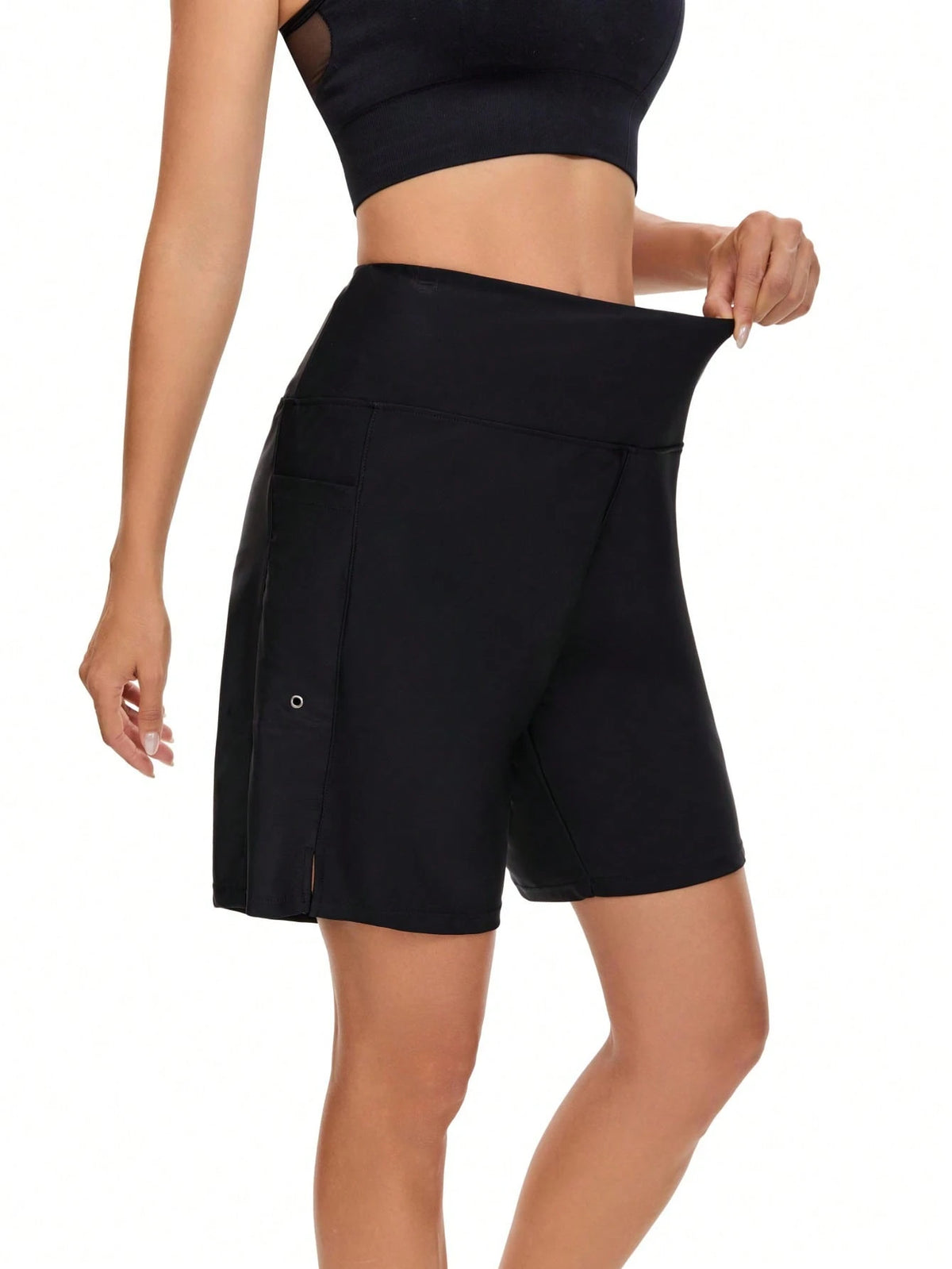 OUTBALL Women's 7" High Waisted Long Swim Board Shorts Quick Dry Beach Swimming Shorts With Liner And Pockets