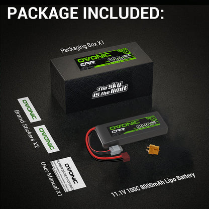 Ovonic 100C 11.1V 8000mAh 3S LiPo Battery with Deans(T) & XT60 Plug