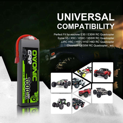 Ovonic 100C 3S1P 7000mAh 11.1V LiPo Battery for RC Car - Deans Plug