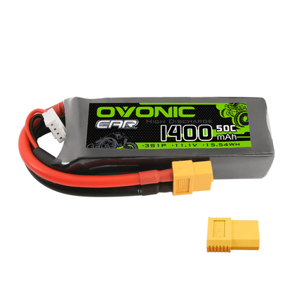 OVONIC 11.1V 1400mAh 50C 3S Lipo Battery with XT60 & Trx Plug for 1/16 scale RC Cars Trucks Crawler RC Hobby