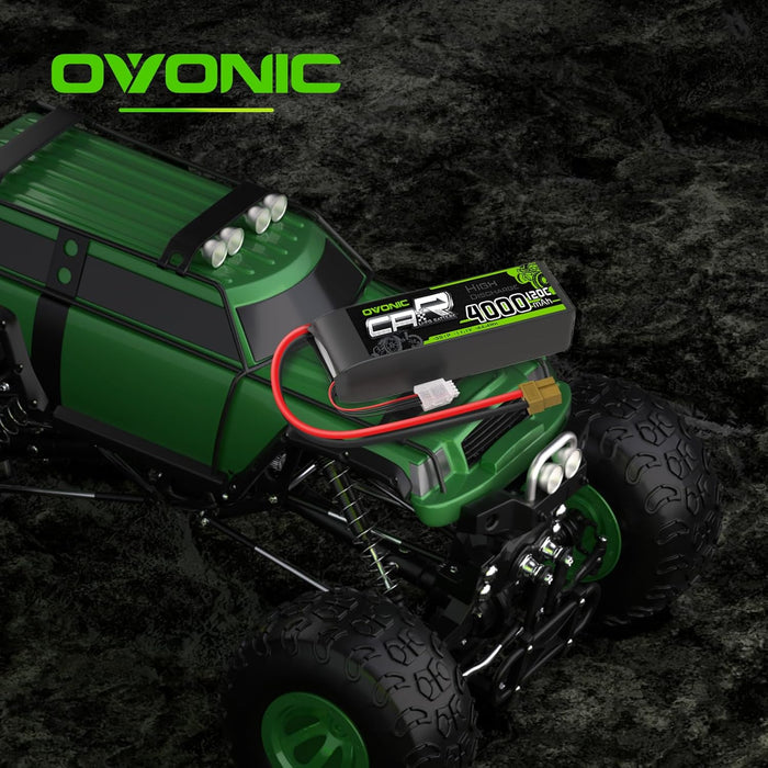OVONIC 11.1V 3S LiPo Battery 4000mAh 120C with TRA Plug for 1/10 Scale RC Cars & Trucks