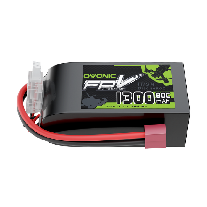 OVONIC 11.1V 80C 1300mAh 3S Lipo Battery with T Plug