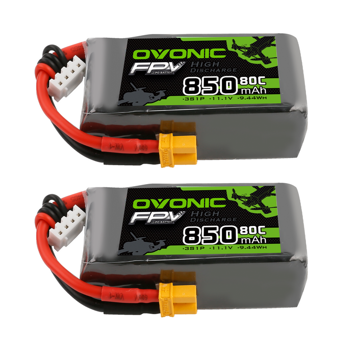Ovonic 11.1V 850mAh 3S 80C Lipo Battery with XT30 Plug for 150 to 210mm FPV