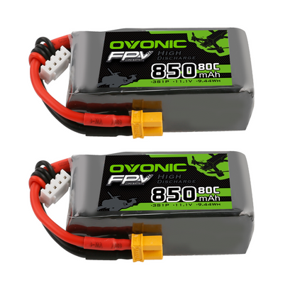 Ovonic 11.1V 850mAh 3S 80C Lipo Battery with XT30 Plug for 150 to 210mm FPV