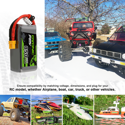 Ovonic 11.1V 850mAh 3S 80C Lipo Battery with XT30 Plug for 150 to 210mm FPV