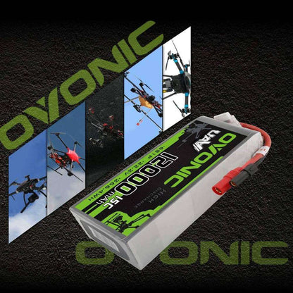 Ovonic 12000mAh 22.2V 6S 15C Lipo Battery with AS150 Plug for UAV Agriculture Drone - Ampow