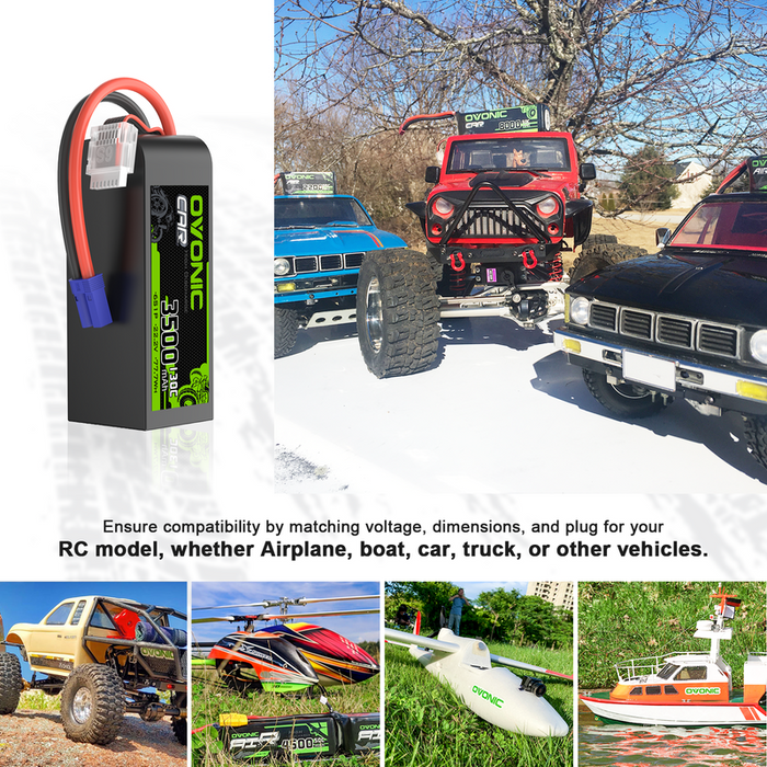 OVONIC 130C 3500mAh 22.2V 6S LiPo Battery with EC5 Plug for 6S 1/8 & 1/10 scale RC Car Truck RC Airplane