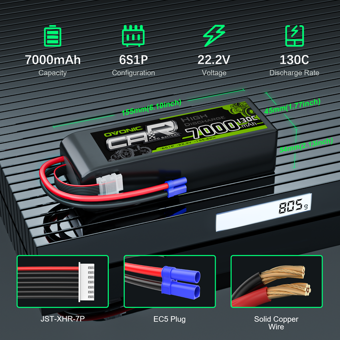 Ovonic 6S 7000mAh 130C LiPo Battery with EC5 Plug
