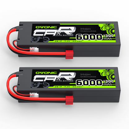OVONIC 2S 6000mAh 7.4V 130C Hardcase LiPo Battery with Deans Plug