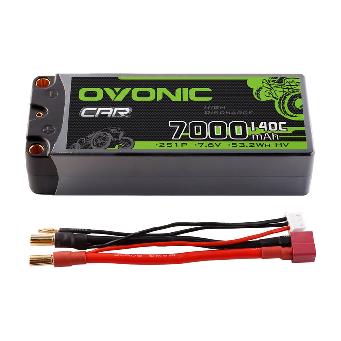 Ovonic 2S 7000mAh 140C 7.6V Hardcase LiHV Battery w/5.0mm Bullet Plug