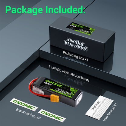 Ovonic 3S 2400mAh 60C 11.1V LiPo Battery w/XT60 Plug