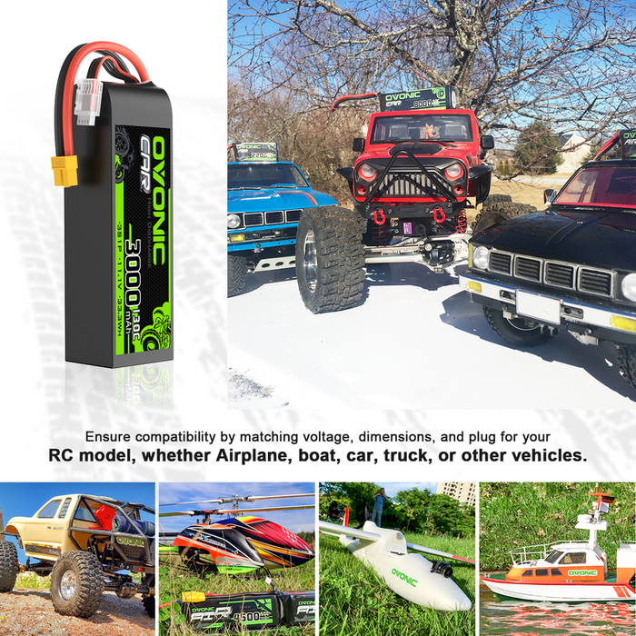 OVONIC 3S 3000mAh 11.1V 130C LiPo Battery with XT60 Plug for 3S RC Car Vehicles Airplane