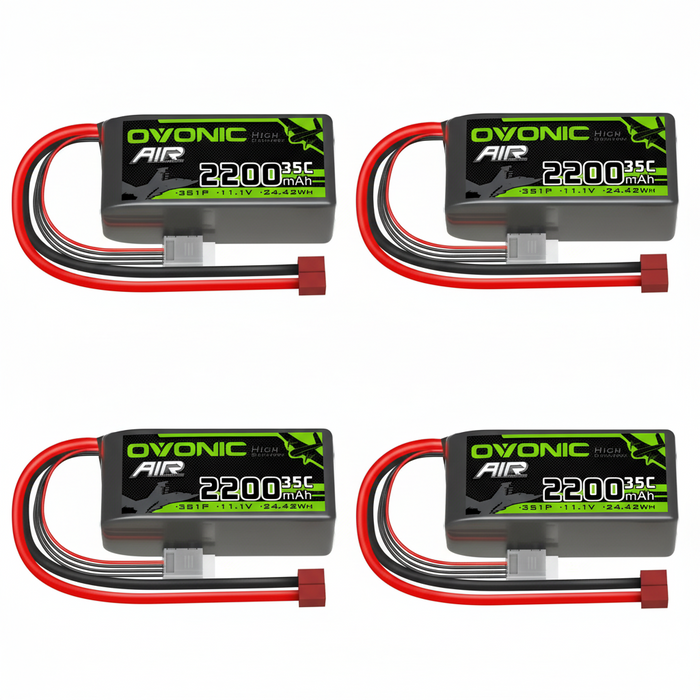 OVONIC 3S 35C 11.1V 2200mAh Short LiPo Battery Pack With T Plug For Airplane Helicopter(4/2 Pack)