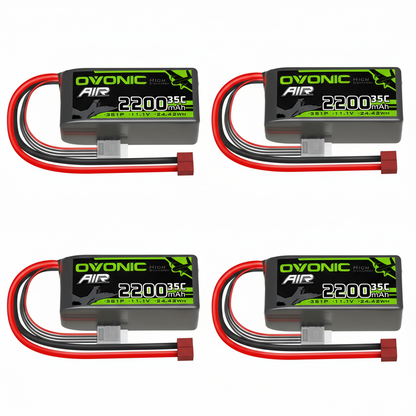 OVONIC 3S 35C 11.1V 2200mAh Short LiPo Battery Pack With T Plug For Airplane Helicopter(4/2 Pack)