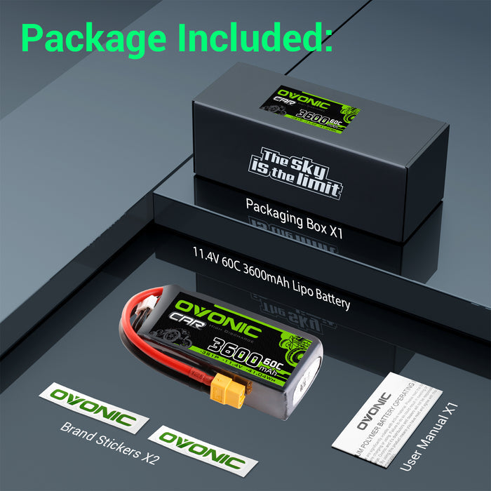 Ovonic 3S 3600mAh 60C 11.4V LiHV Battery w/XT60 Plug