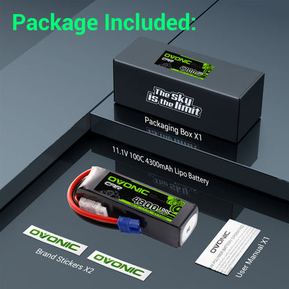 Ovonic 3S 4300mAh 100C 11.1V LiPo Battery w/EC3 Plug